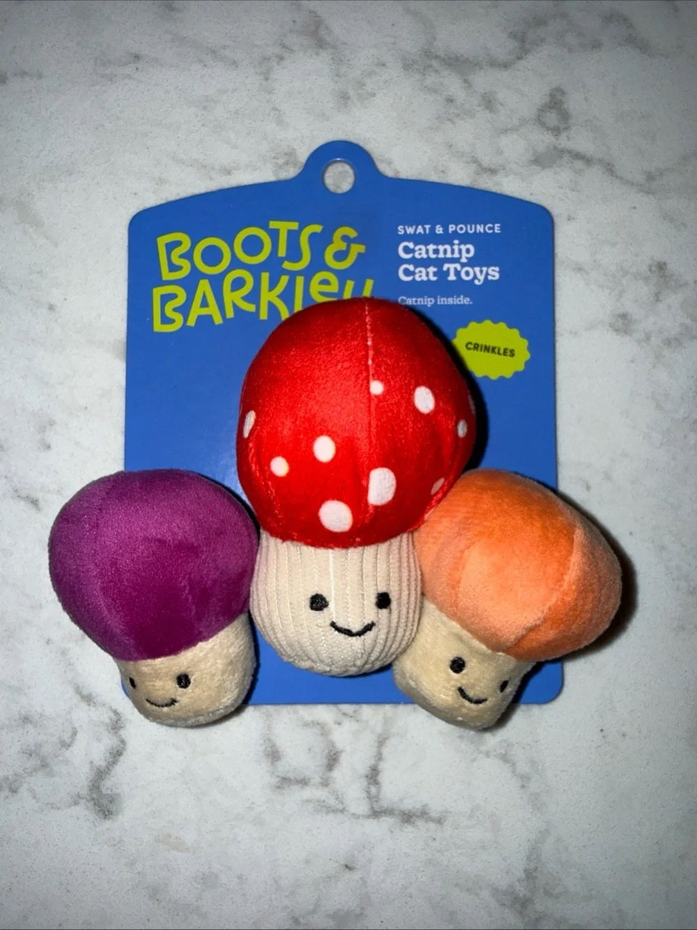 Boots & Barkley Mushroom Catnip Toy Trio - Red, Purple, Orange
